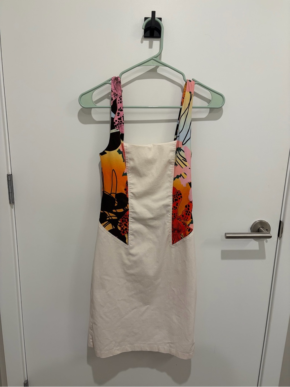 Desigual Cream Mini Dress with Multicolor Floral Panels